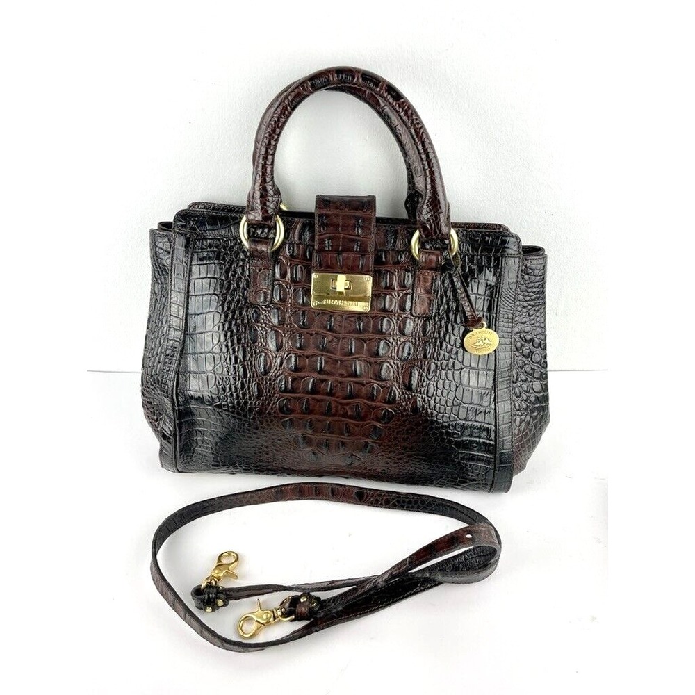Brahmin Annabelle Brown Leather‎ Satchel Handbag Crossbody Bag EUC
